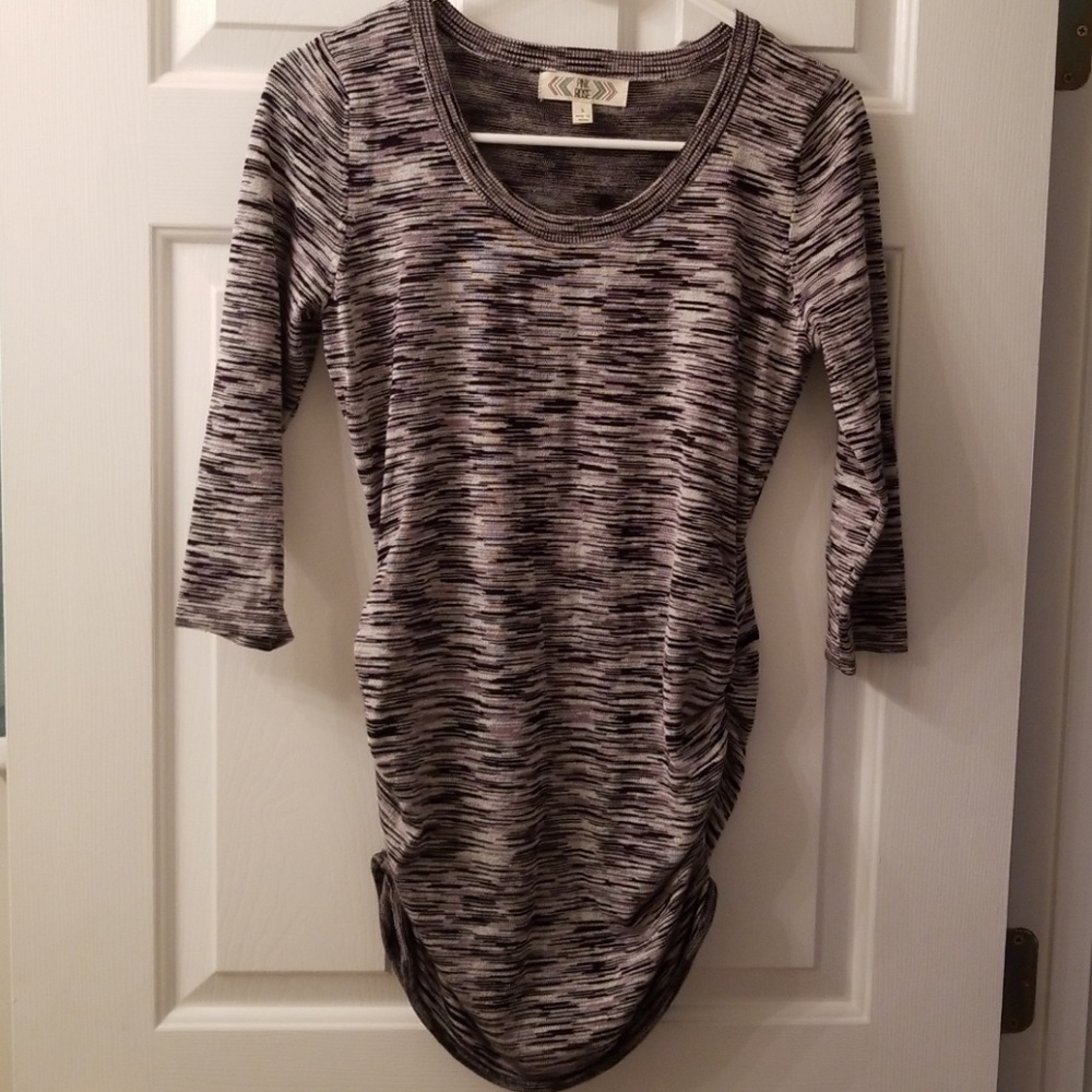 Very Nice Pink Rose Black & Gray Blouse - Picture 1 of 4